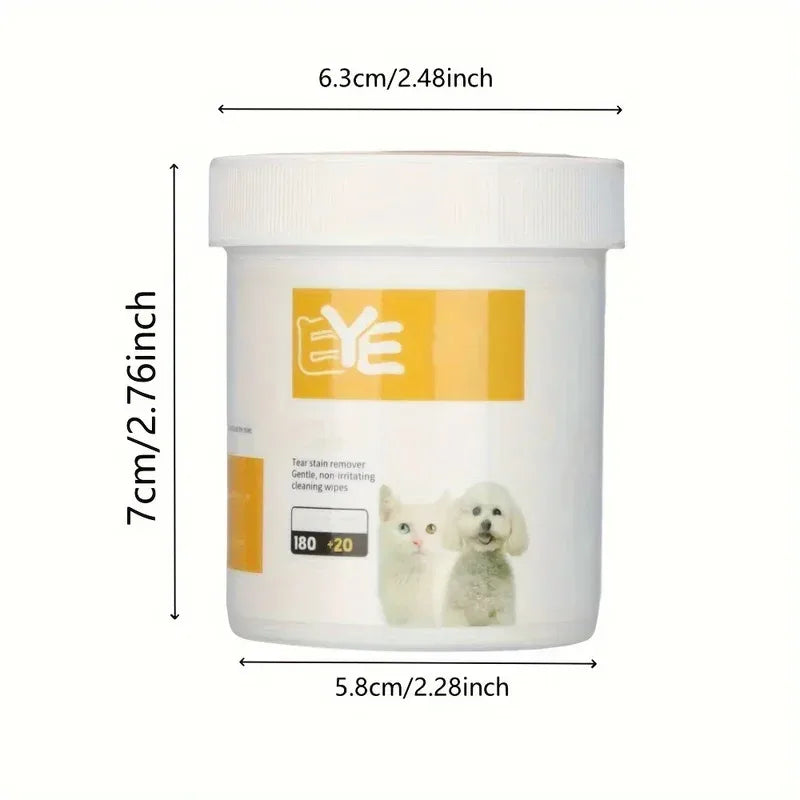 Pet Eye Cleaning Wipes – Gentle Tear Stain Cleaner for Dogs & Cats | 200 Wipes